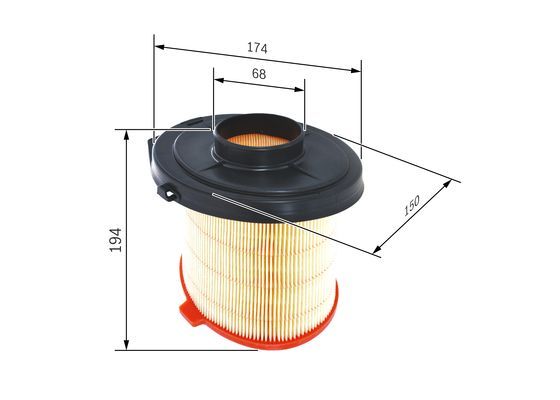 BOSCH 1457429908 Air Filter 187mm Outer Ø Insert Fits Citroën Peugeot Talbot