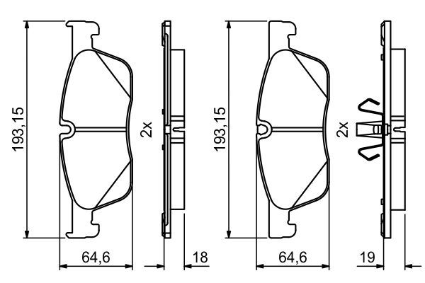 BOSCH 0986494831 Disc Brake Pad Set Front Low-Metallic Fits Jaguar Land Rover