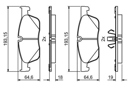 BOSCH 0986494831 Disc Brake Pad Set Front Low-Metallic Fits Jaguar Land Rover