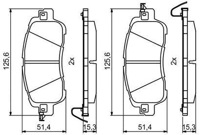 BOSCH 0986494832 Disc Brake Pad Set Front Low-Metallic Fits Mazda Mazda2