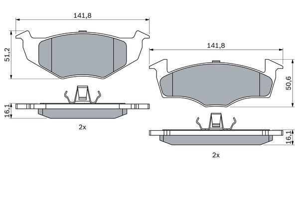 BOSCH 0986494005 Brake Pad Set For Disc Front 16.1mm Thickness For Seat Skoda VW