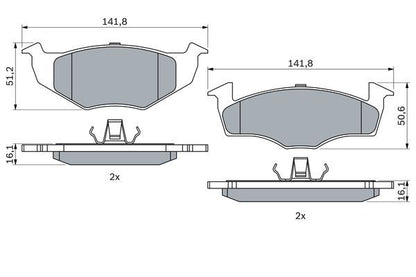 BOSCH 0986494005 Brake Pad Set For Disc Front 16.1mm Thickness For Seat Skoda VW
