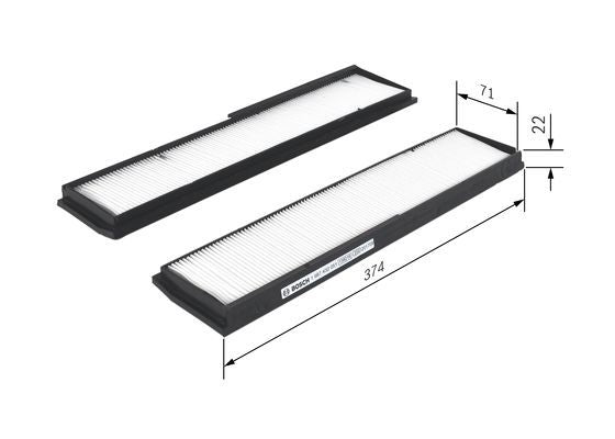 BOSCH 1987432051 Cabin Air Filter 374mm Length Fits Mercedes-Benz 124 E-Class
