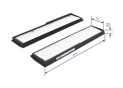 BOSCH 1987432051 Cabin Air Filter 374mm Length Fits Mercedes-Benz 124 E-Class