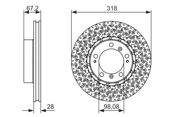 BOSCH 0986479549 Brake Disc Front Left N/S Fits Porsche 911 Boxster Cayman