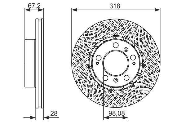 BOSCH 0986479550 Brake Disc Front Right Fits Porsche 911 Boxster Cayman