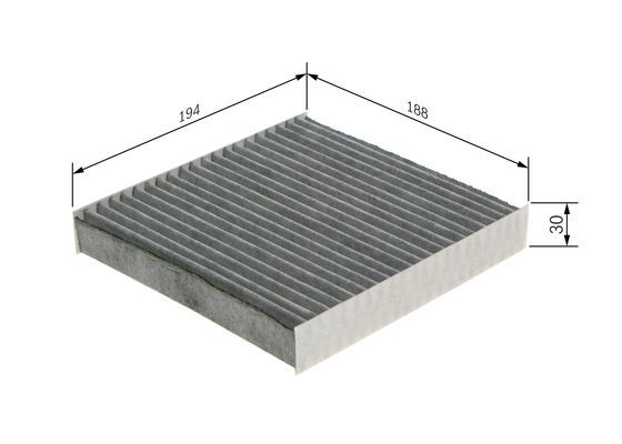 BOSCH 1987435589 Cabin Air Filter 194mm Length Activated Carbon Fits Fiat Lancia