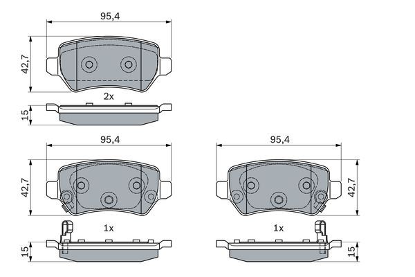 BOSCH 0986494954 Disc Brake Pad Set Rear Low-Metallic Fits Kia Cee'D Pro Cee'D