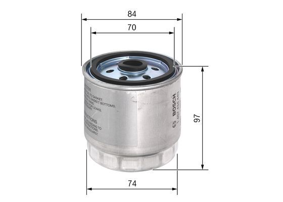 BOSCH 1457434443 Fuel Filter Spin-On 84mm Ø Fits Hyundai Accent Getz Matrix