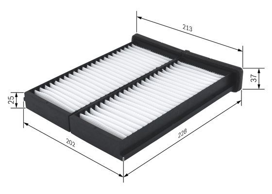 BOSCH 1987432086 Cabin Air Filter 228mm Length Particulate Fits Mitsubishi