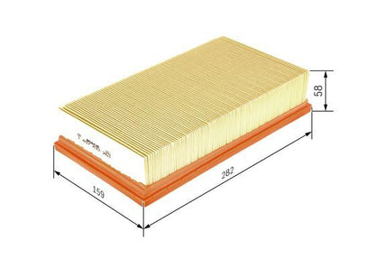 BOSCH 1457433263 Air Filter 281.5mm Length Insert 57.6mm Height For Saab 900 9-3