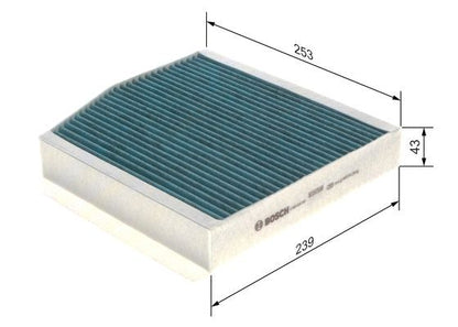 BOSCH 0986628545 Cabin Air Filter 239mm 43mm Height Fits Infiniti Mercedes-Benz