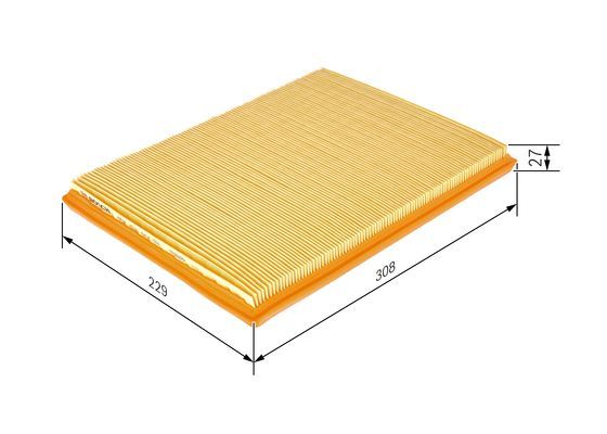 BOSCH 1457433007 Air Filter 308mm Length Insert 26.5mm Height Fits Opel Vauxhall