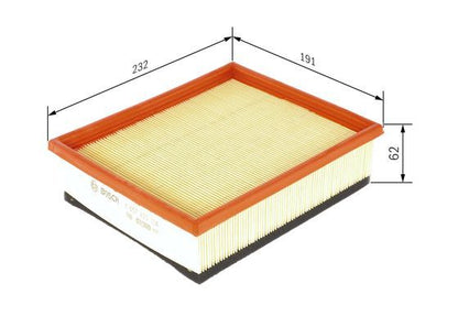 BOSCH 1457433324 Air Filter 232mm Length Insert Fits Fiat Multipla Multipla Van