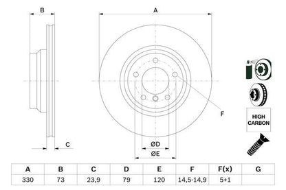 BOSCH 0986479215 Brake Disc Front Vented 330mm Ø Fits BMW 1 Series 3 Series X1