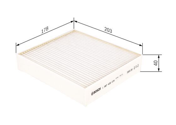 BOSCH 1987432034 Cabin Air Filter 178mm Length Particulate Fits Mitsubishi Smart