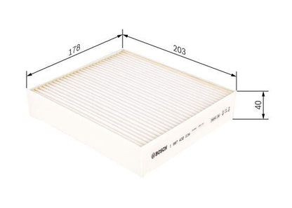 BOSCH 1987432034 Cabin Air Filter 178mm Length Particulate Fits Mitsubishi Smart