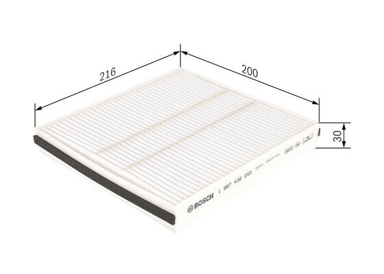 BOSCH 1987432250 Cabin Air Filter 216mm Particulate Fits Infiniti Nissan Subaru