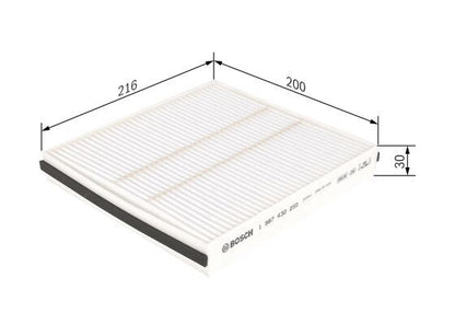 BOSCH 1987432250 Cabin Air Filter 216mm Particulate Fits Infiniti Nissan Subaru