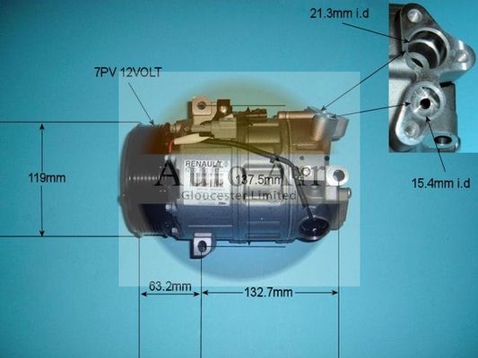 AUTO AIR 14-9734 Air Conditioning Compressor Fits Nissan X-Trail Renault Laguna
