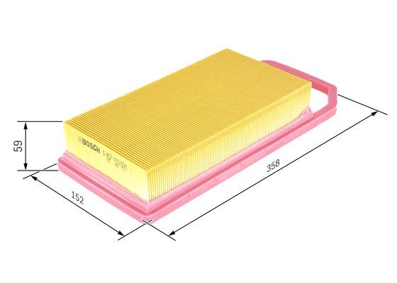BOSCH 1457433591 Air Filter 357.5mm Length Insert Fits Citroën C5 C6 Peugeot 407