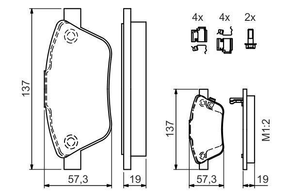BOSCH 0986494157 Brake Pad Set For Disc Brake Front Fits Fiat Opel Vauxhall