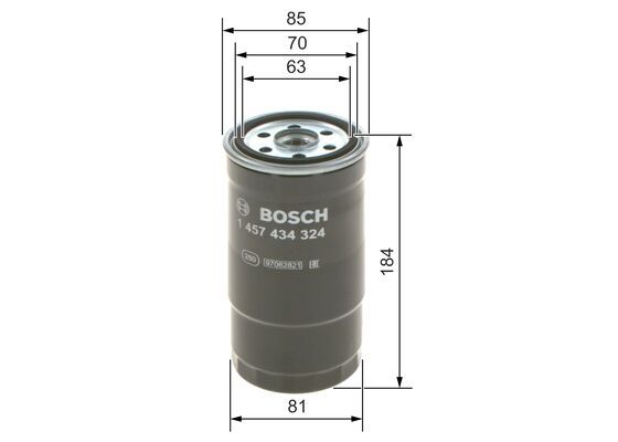 BOSCH 1457434324 Fuel Filter Spin-On 80.5mm Ø 184mm Height Fits BMW MG Rover