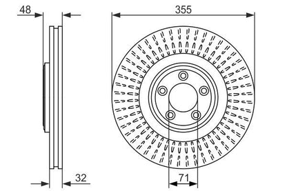 BOSCH 0986479754 Brake Disc Front Vented Fits Jaguar F-Type S-Type XF XJ XK