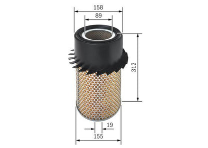 BOSCH 1457429033 Air Filter 200mm Outer Ø Insert 312mm Height Fits Fiat Ducato