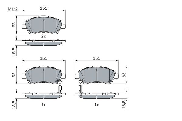BOSCH 0986494054 Brake Pad Set For Disc Brake 18.7mm Thickness Fits TOYOTA