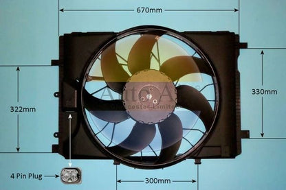 AUTO AIR 05-1222 Radiator Fan Electric Motor Centre Cooling Fits Mercedes-Benz