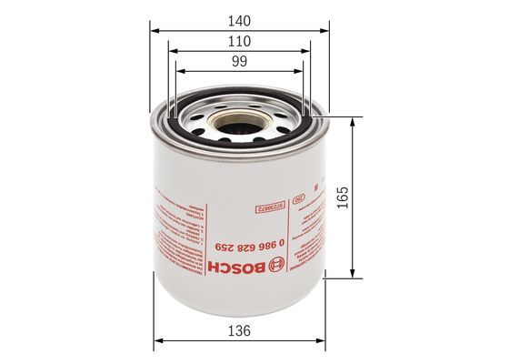 BOSCH 0986628259 Compressed-Air System Air Dryer Cartridge 140mm Ø Fits DAF