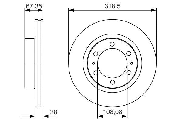 BOSCH 0986479R46 Brake Disc Front Vented 318.5mm Ø Fits Toyota Hilux Hilux Vigo