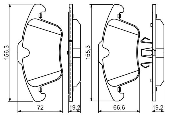 BOSCH 0986494209 Brake Pad Set For Disc Front 19.2mm Thickness Fits Jaguar MG
