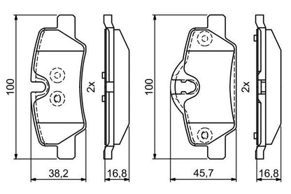 BOSCH 0986495400 Brake Pad Set For Disc Brake Rear 16.6mm Thickness Fits Mini