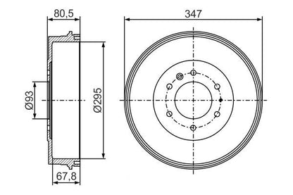 BOSCH 0986477280 Brake Drum Rear 347mm Outer Diameter Braking Fits Ford Ranger