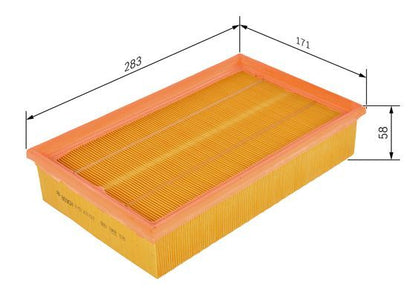 BOSCH 1457433607 Air Filter 282.5mm Length Insert Fits Mercedes-Benz 124 E-Class