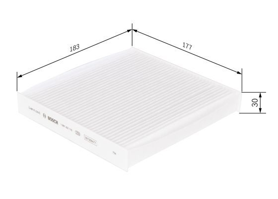 BOSCH 1987432115 Cabin Air Filter 177mm Length Particulate Fits Honda City Jazz