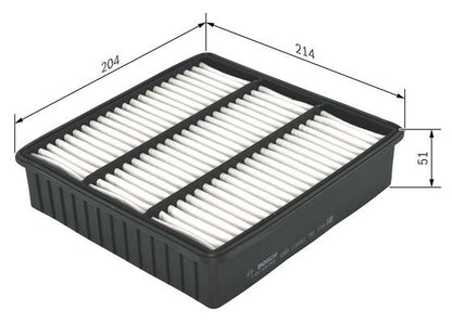 BOSCH 1457433969 Air Filter 204mm Length Insert 51mm Height Fits Mitsubishi