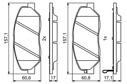 BOSCH 0986494227 Brake Pad Set For Disc Brake Front Fits Hyundai Kia Ssangyong