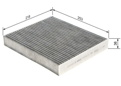 BOSCH 1987435511 Cabin Air Filter 218mm Activated Carbon Fits Porsche Panamera