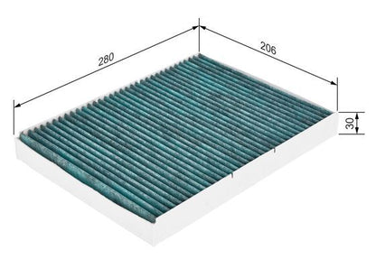 BOSCH 0986628509 Cabin Air Filter 280mm Activated Carbon Fits Audi Skoda VW
