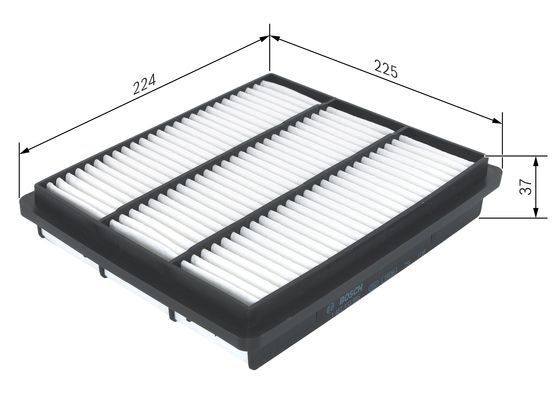 BOSCH 1457433965 Air Filter 224mm Length Insert 37mm Height Fits Mitsubishi