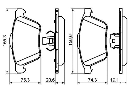 BOSCH 0986494159 Brake Pad Set For Disc Brake Front ATE System Fits Volvo XC90