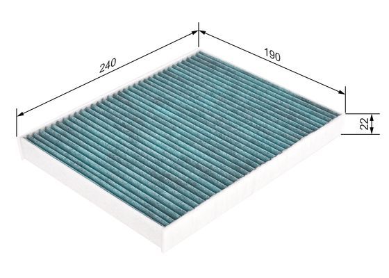 BOSCH 0986628507 Cabin Air Filter 240mm Length Activated Carbon Fits Ford