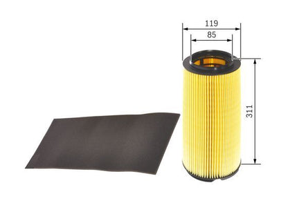 BOSCH 1457433336 Air Filter 118.6mm Outer Ø 311.1mm Height Fits Volvo S60 V70