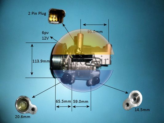 Auto Air 14-0358 A/C Compressor Air Conditioning Fits Citroen Peugeot Toyota