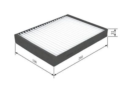BOSCH 1987432221 Cabin Air Filter 260mm Particulate Fits Suzuki Grand Vitara