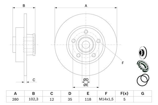 BOSCH 0986479271 Brake Disc Rear Fits Renault Trafic II Vauxhall Vivaro