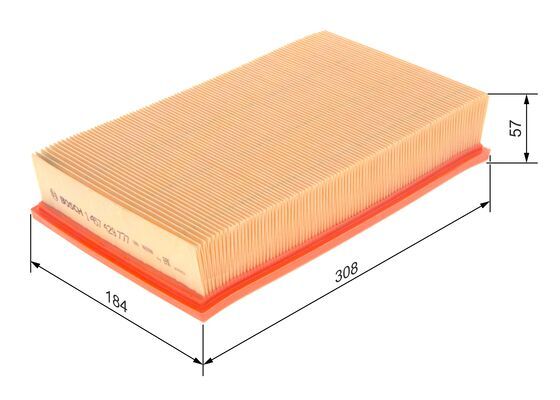 BOSCH 1457429777 Air Filter 308mm Length Insert 57mm Height Fits Audi VW